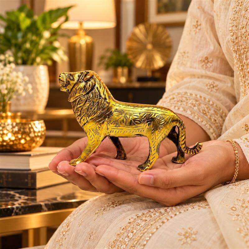 Supar Fine Brass Figurine Roaring Lion Showpiece 4.1 inch