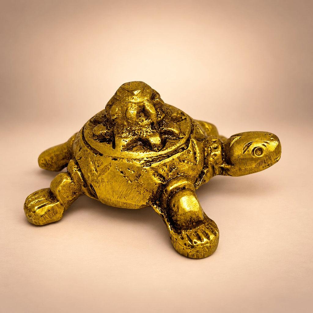 Brass Feng Shui Turtle for Vastu and Positive Energy Showpiece 1.3 inch