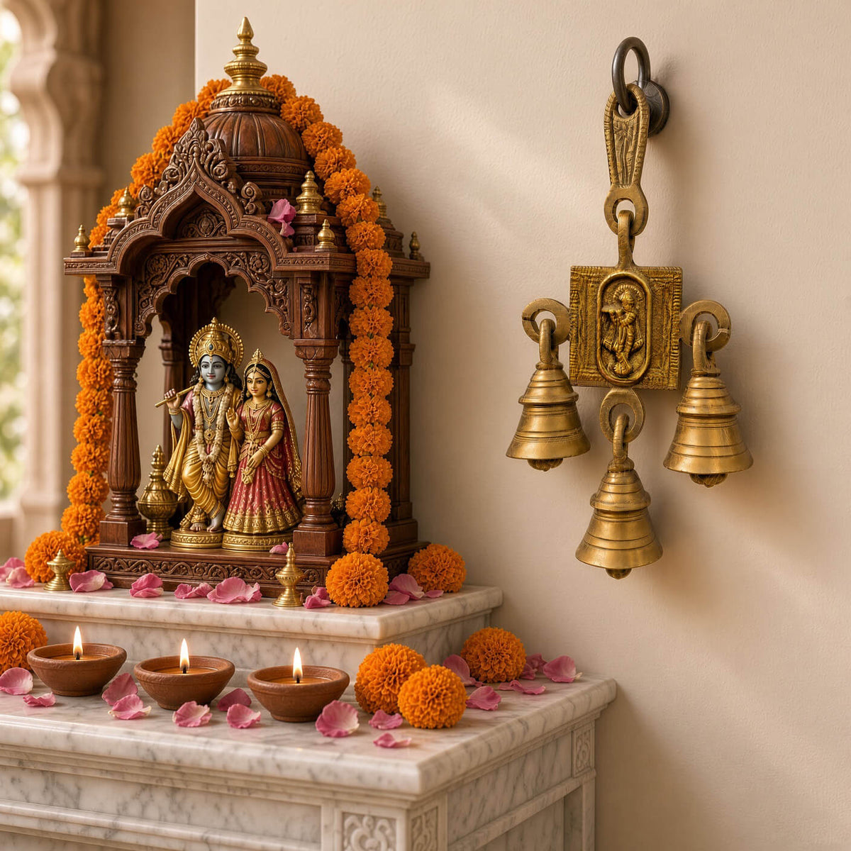 Supar Fine Brass Lord Krishna Hanging Bell 6.2 inch