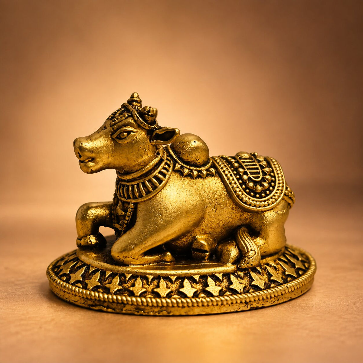 Antique Brass Finish, Sacred Nandi Statue for Shiva Pooja 1.5 inch