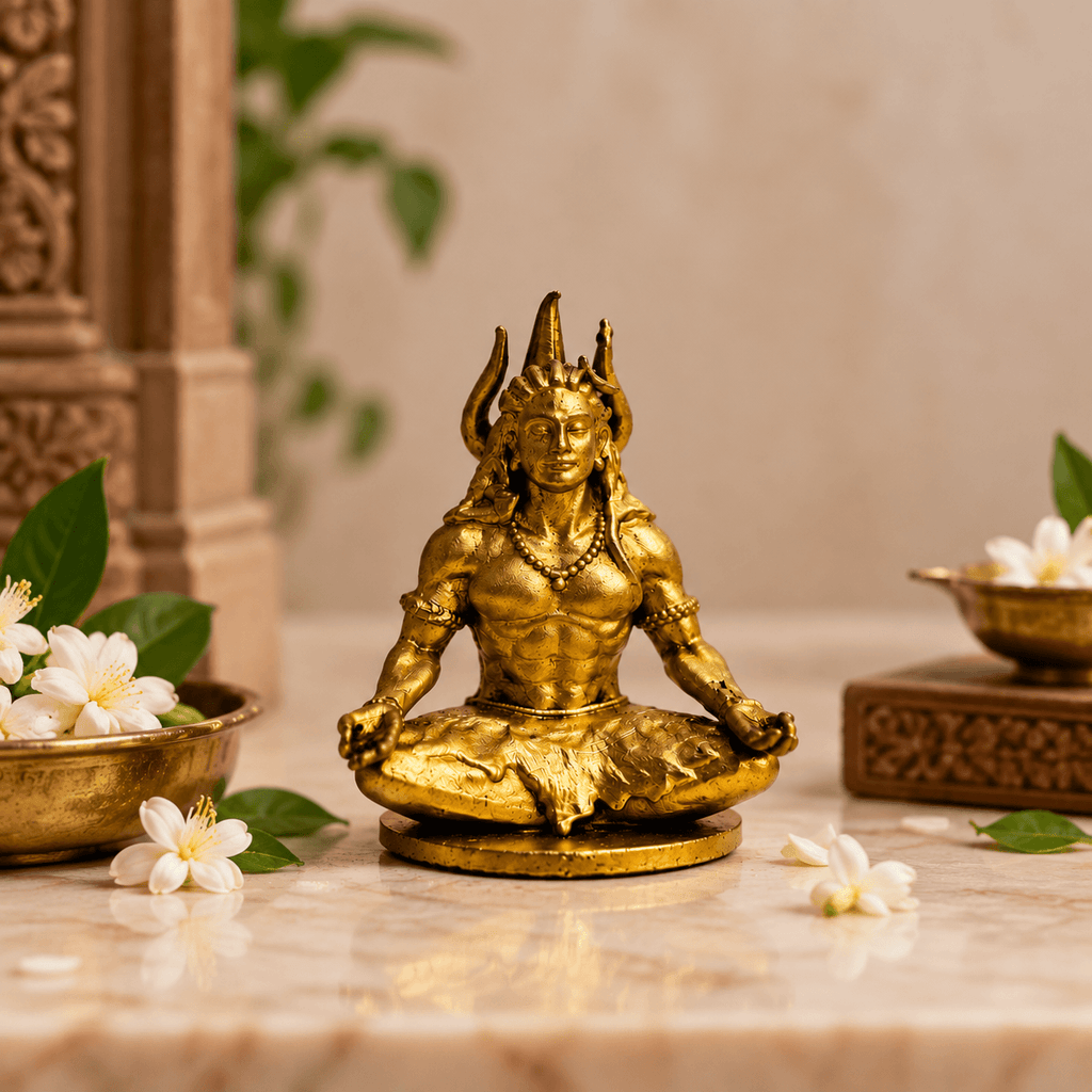 Adiyogi Shiva idol held in hands