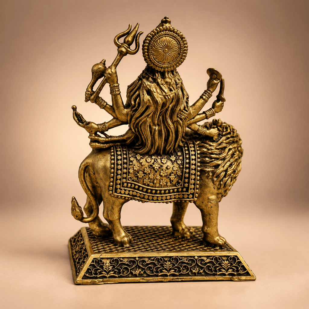 Brass Durga idol front view