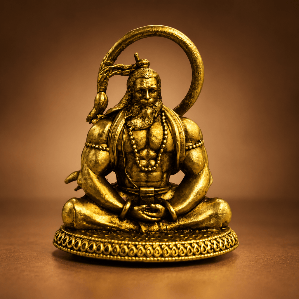 Hanuman Ji idol displayed in a home mandir decor setting