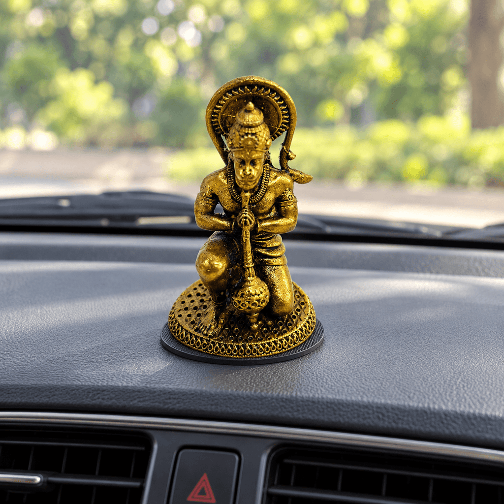 Brass Lord Hanuman (Bajrangbali) in Kneeling Posture Holding his Gada 1.9 inch