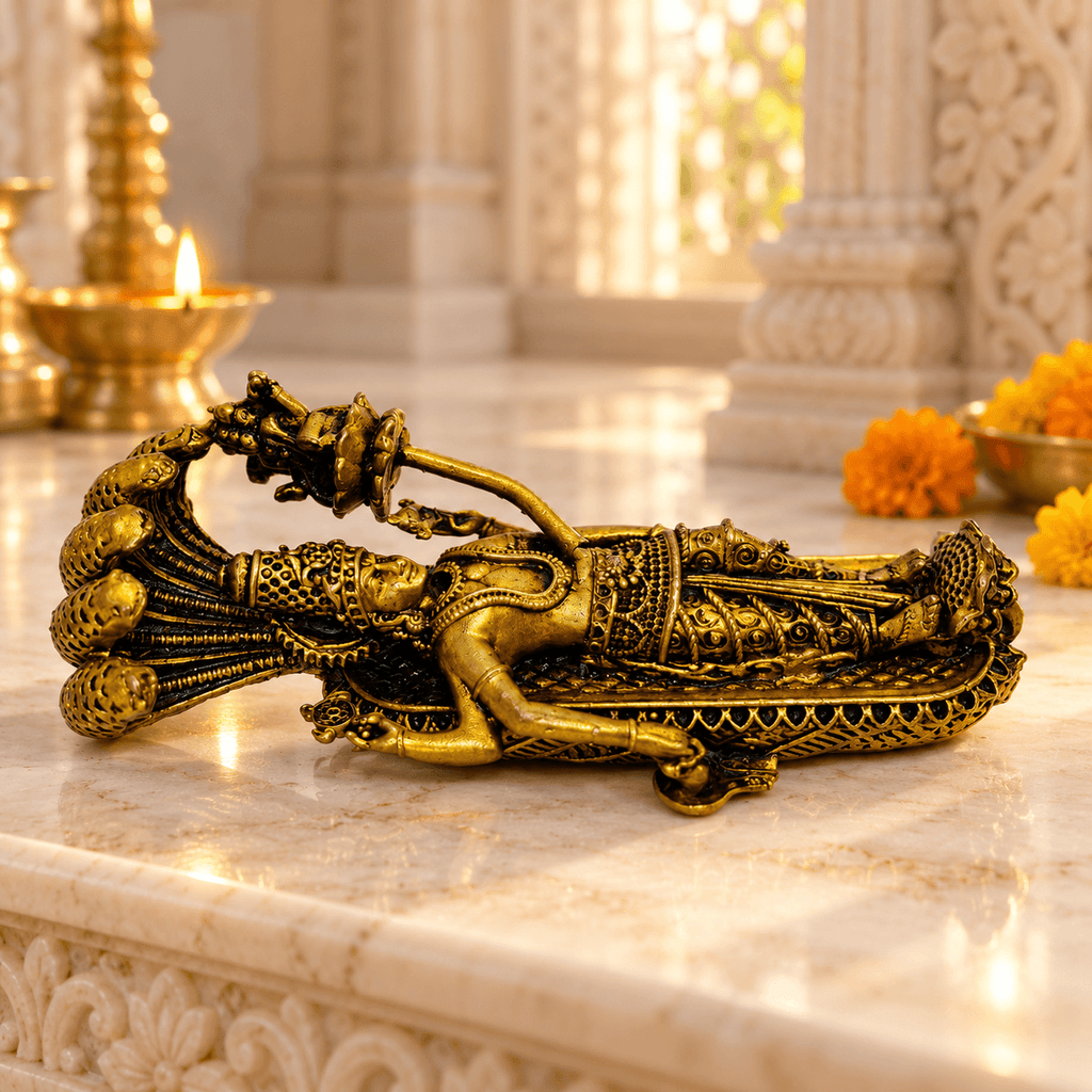 Brass Vishnu Lakshmi (Padmanabha) Idol for Home and Temple