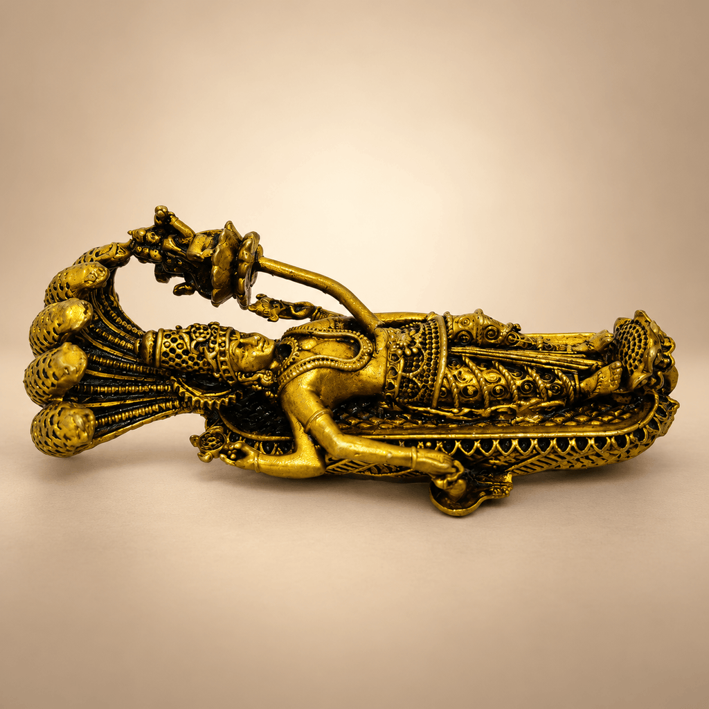 Brass Vishnu Lakshmi (Padmanabha) Idol for Home and Temple