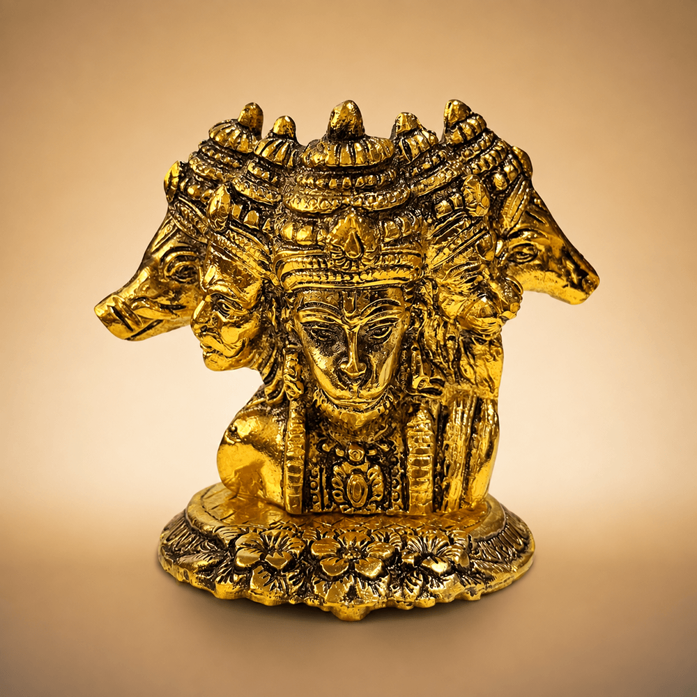 Gold Plated Panchmukhi Hanuman Ji Idol - Plain Background