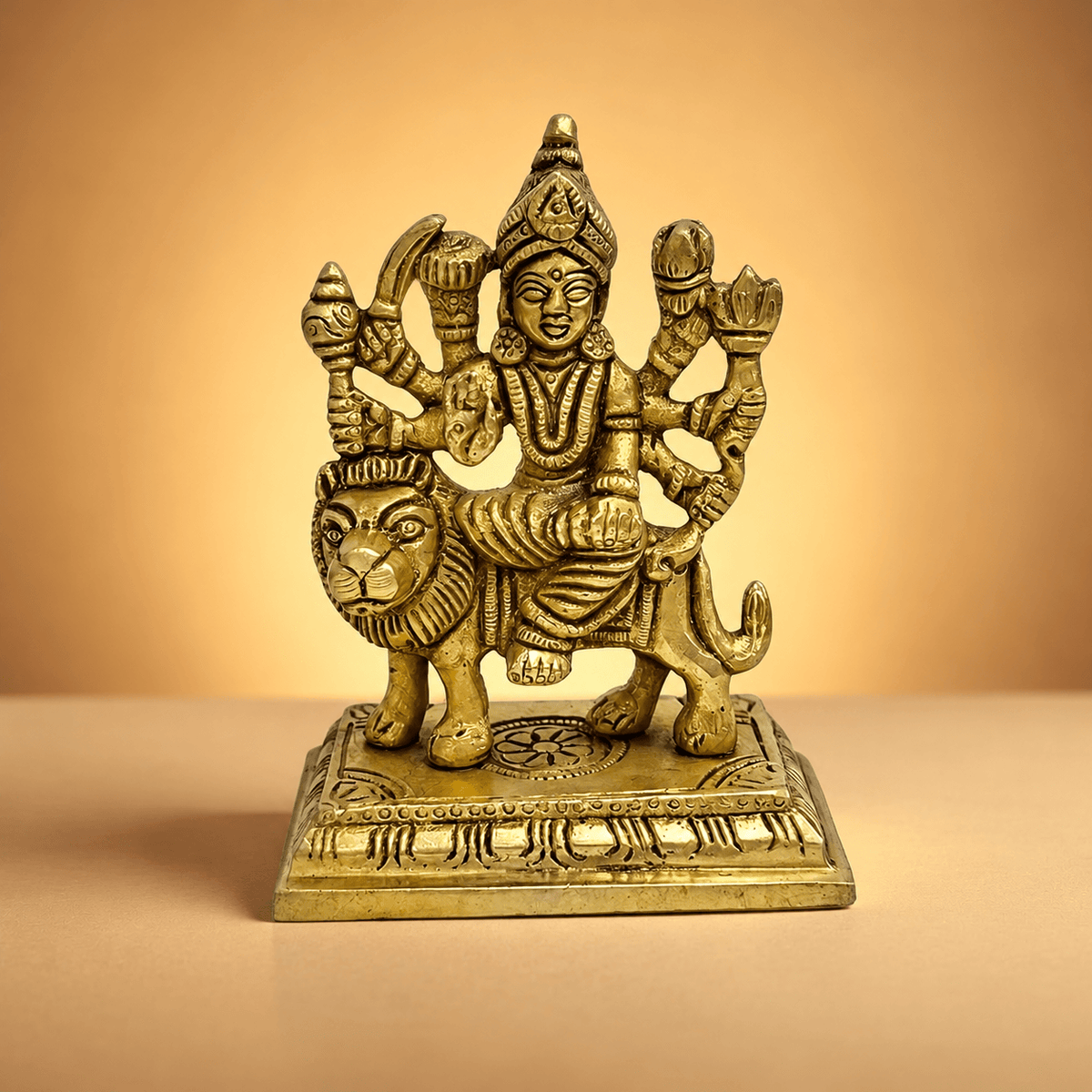 Brass Maa Durga Idol Antique Murti for Navratri Puja 4.1 inch