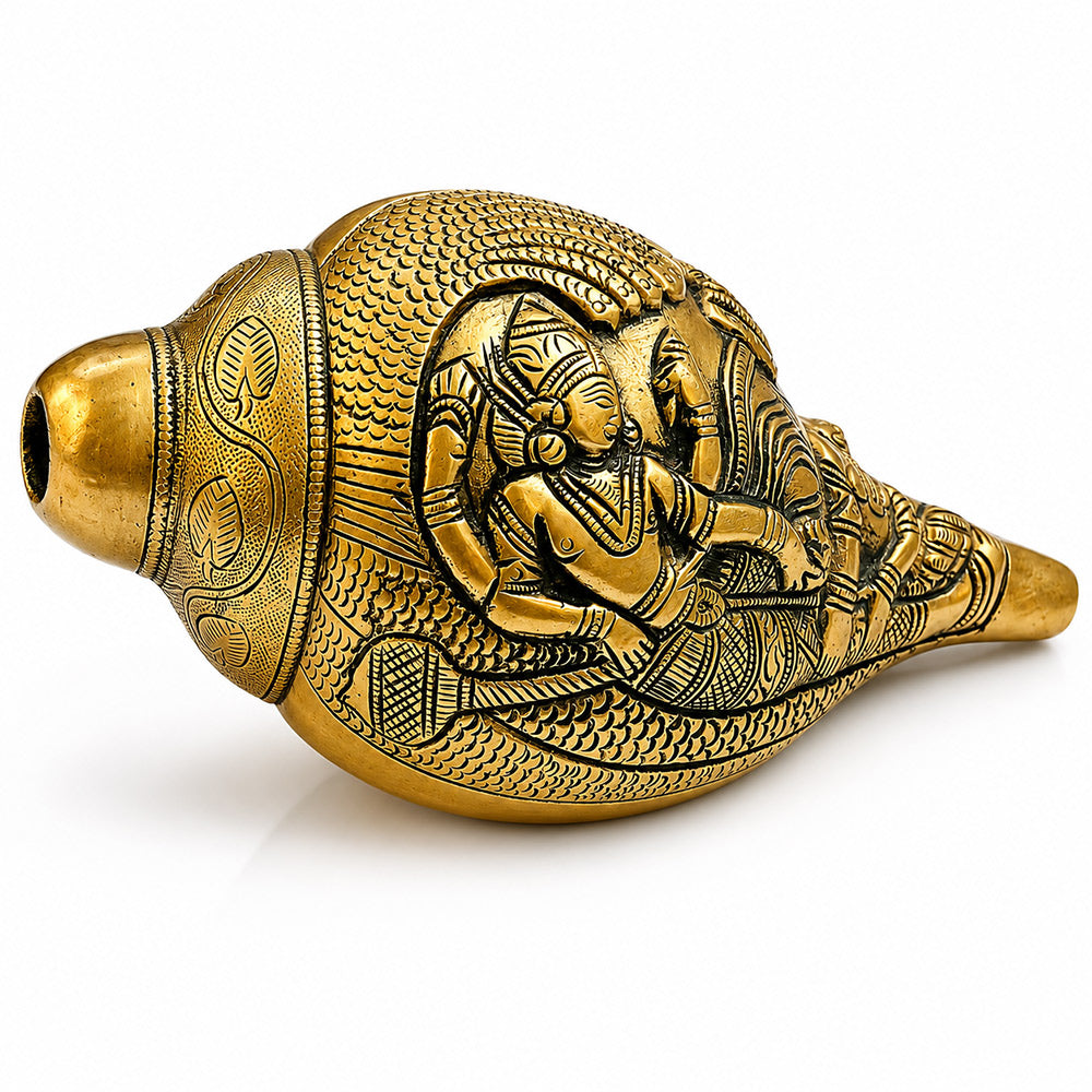 Vishnu Lakshmi Brass Shankh – main product shot on white background