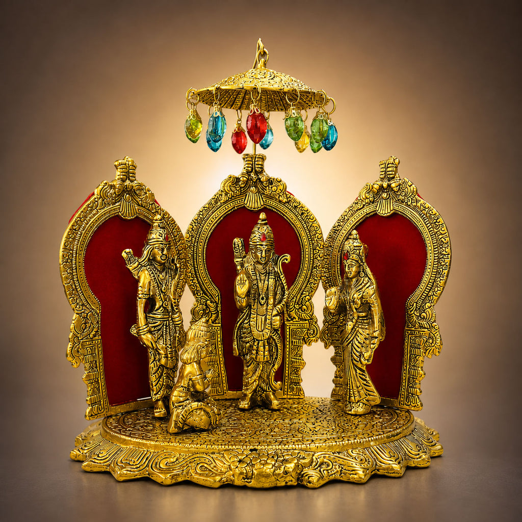 Metal Gold Plated Shri Ram Darbar Idol