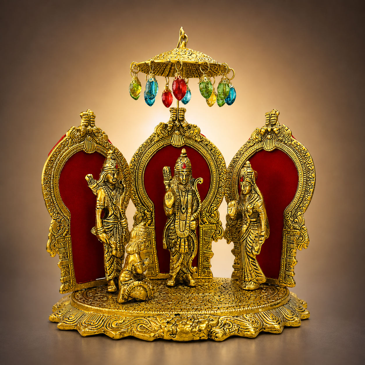 Metal Gold Plated Shri Ram Darbar Idol