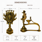 Brass Seshnag Diya – front and side view on white background